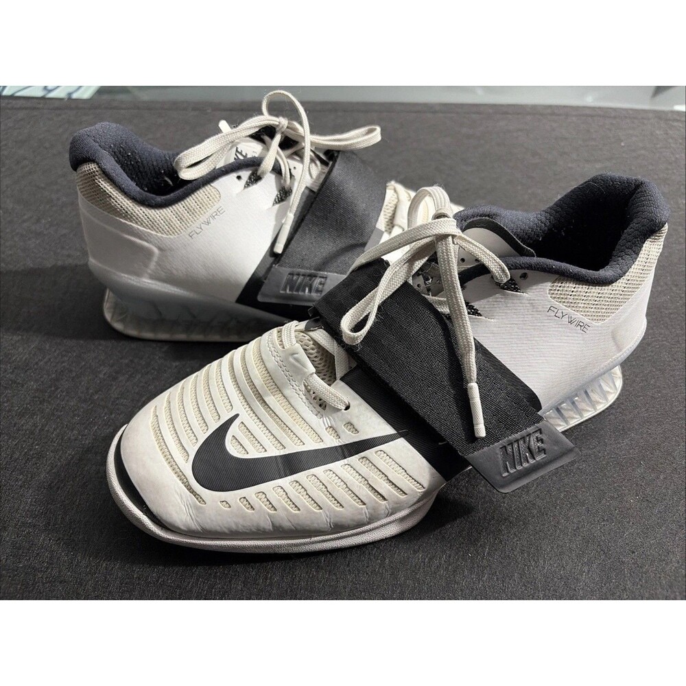 Rare Nike Romaleos 3 Men's Size 10 Weightlifting Shoes White Black Guy Powerlift